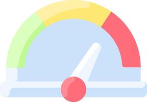 A colorful meter with a red and yellow arrow vector