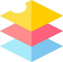 A colorful logo with a yellow, blue and pink triangle vector