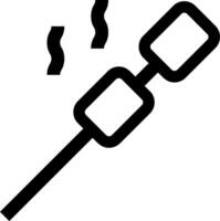 A black and white image of a stick with two pieces of meat vector