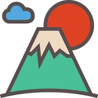 A mountain with a sun and clouds vector