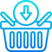 A basket with an arrow pointing down inside vector