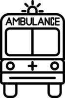 an ambulance is shown in black and white vector
