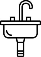 a black and white illustration of a sink with a faucet vector