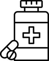 A bottle of pills and a cross on it vector