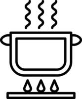 A black and white illustration of a pot with steam coming out of it vector
