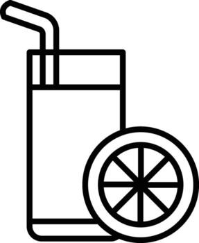 A glass of lemonade with a straw and slice of lemon vector