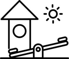 A seesaw with a house and sun in the background vector