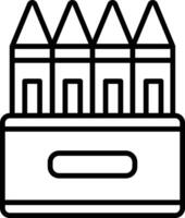 A black and white drawing of a box with five pencils vector