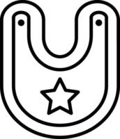 A black and white image of a bib with a star vector