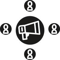 A megaphone is surrounded by icons vector