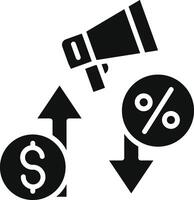 A dollar sign and a megaphone are pointing up vector