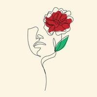One single line drawing abstract face vector