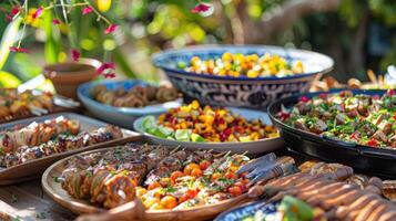 A buffet table with many different types of food photo