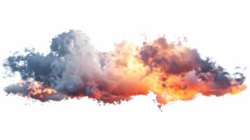 A cloud with orange and blue smoke coming out of it photo