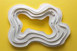 A white sculpture on a yellow background photo