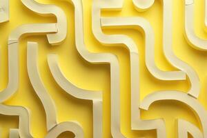 A yellow wall with a bunch of white shapes photo