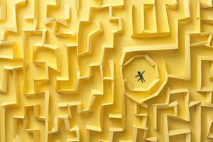 A man is standing in a yellow maze photo