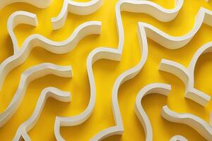 A yellow wall with white lines on it photo
