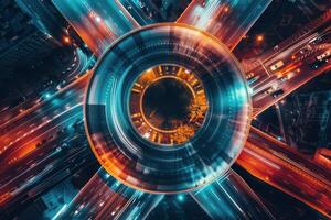 An abstract image of a city at night photo