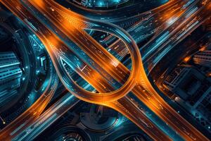 An abstract image of a city with traffic lights photo