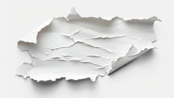 A piece of torn paper on a white background photo