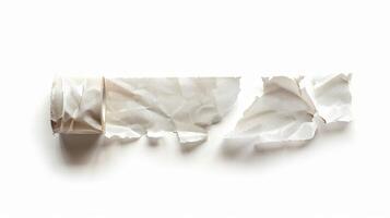 A piece of white paper with a piece of torn paper photo