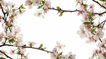 A branch of cherry blossoms is shown in this photo