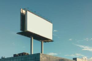 An empty billboard on top of a building photo