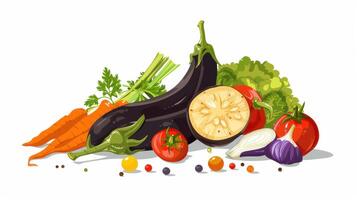 Vegetables and fruits on a white background photo