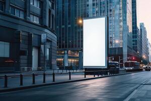 An empty billboard on the side of a city street photo