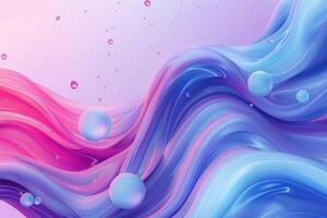 Watercolor abstract background with blue and pink waves photo