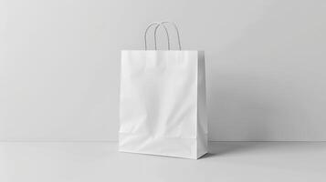 White paper bag mockup on white background photo
