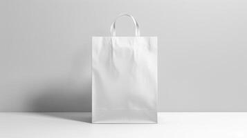 White paper bag mockup on white background photo