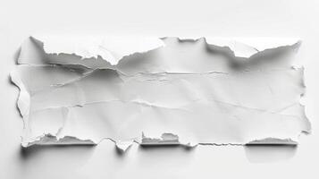 A piece of torn paper on a white background photo