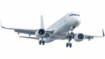 A large passenger jet flying in the air photo
