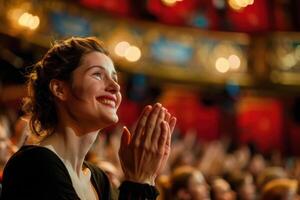 A woman clapping at an event photo