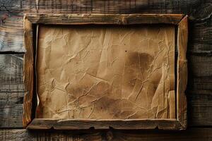 Old paper on a wooden background photo