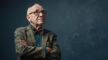 An old man with glasses and a bow tie photo