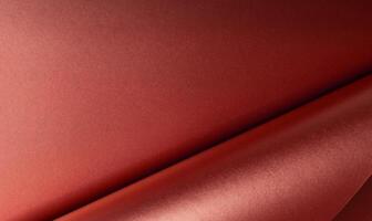 Red metallic paper with a glossy, reflective texture and smooth folds. Scarlet surface with abstract photo