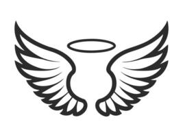 Simple Angel Wings with Halo Icon for Spiritual and Memorial Projects vector