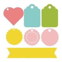 Colorful pastel tags in unique shapes for crafting and decorative labels. vector