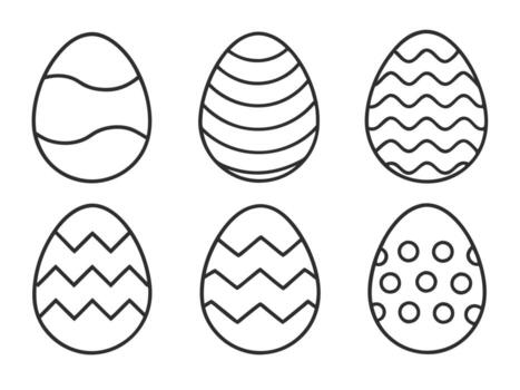 sencillo Pascua de Resurrección huevo conjunto con creativo línea patrones vector