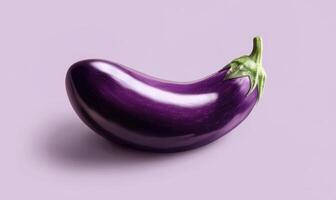 Fresh purple eggplant on a light background highlighting its smooth texture and shape photo