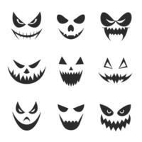 Halloween Horror Faces Set with Zombies and Ghosts vector