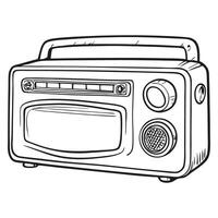 Retro Radio Line Art Illustration - Vintage Style for Creative Design Projects vector