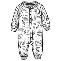 Hand-Drawn Baby Onesie Illustration with Leaf Pattern Design for Nursery Fashion Graphics vector