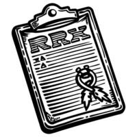 Clipboard with Document and Ribbon Sketch Illustration vector