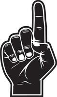 Hand gesture with index finger up monochrome clip art Flat illustration vector