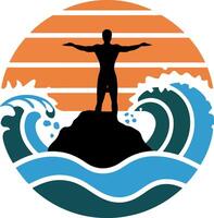 Surfer in the ocean illustration on a white background vector