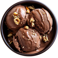 Smooth Chocolate Ice Cream and Crunchy Nuts in a Bowl png